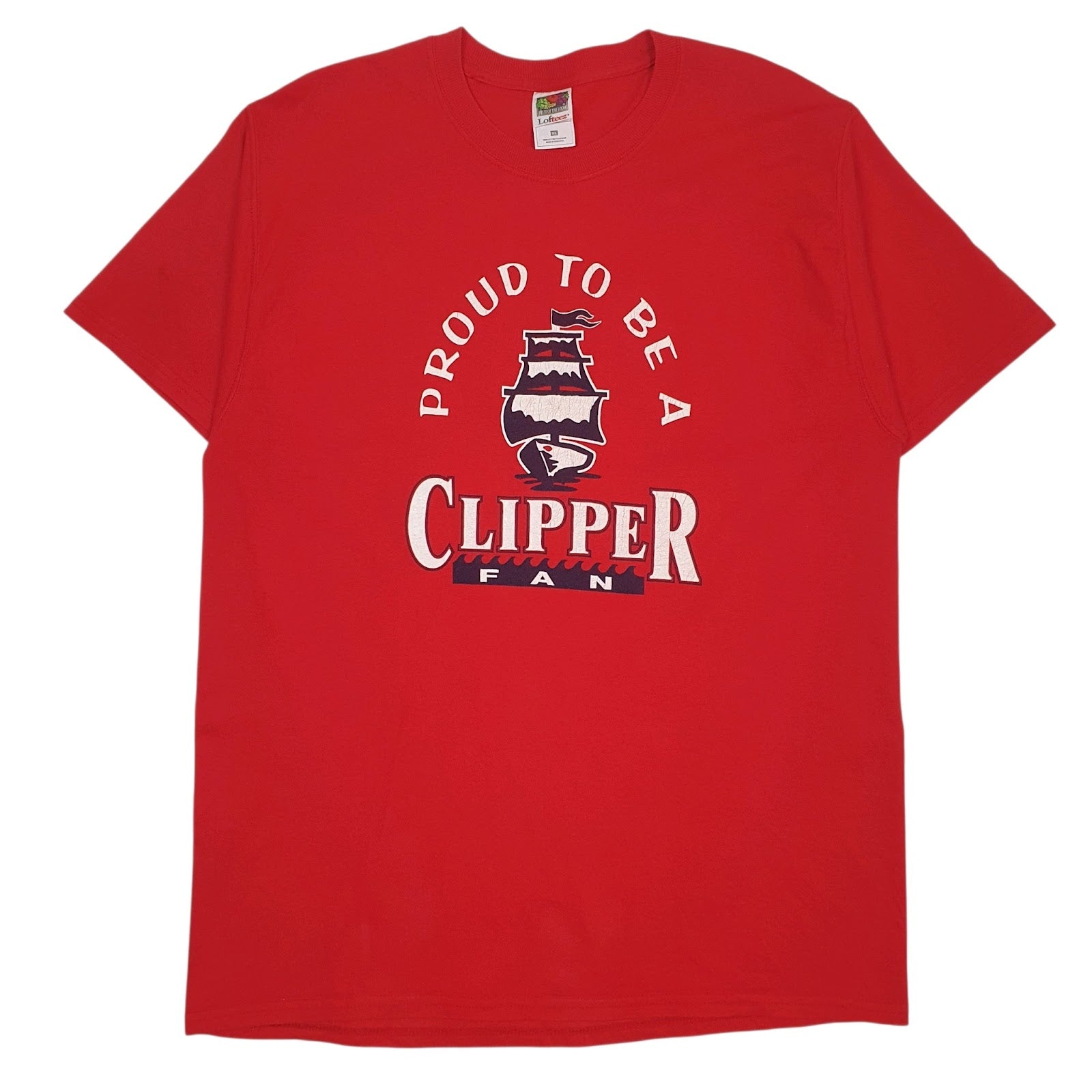 Mens Red Fruit Of The Loom Clipper Short Sleeve T Shirt