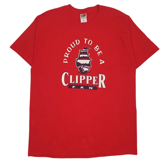 Mens Red Fruit Of The Loom Clipper Short Sleeve T Shirt