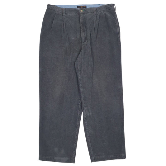 Mens Grey Tommy Hilfiger Vintage 00s Pleated Golf Corduroy Trousers