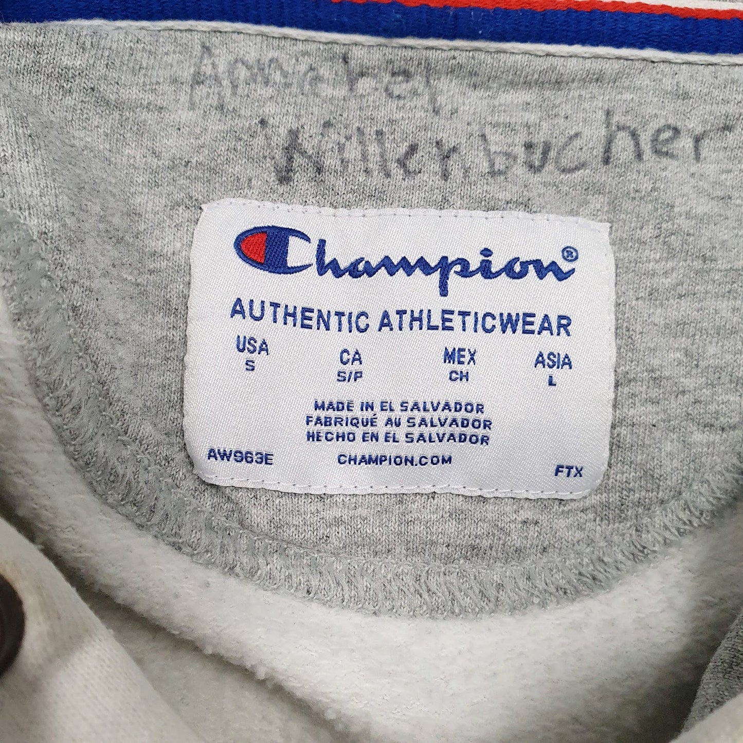 Womens White Champion Spellout Hoodie Jumper
