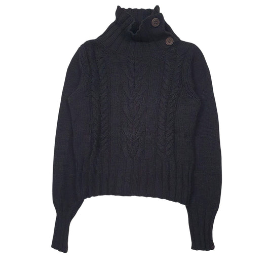 Womens Black Laura Lindor Roll Neck Knit Crewneck Jumper