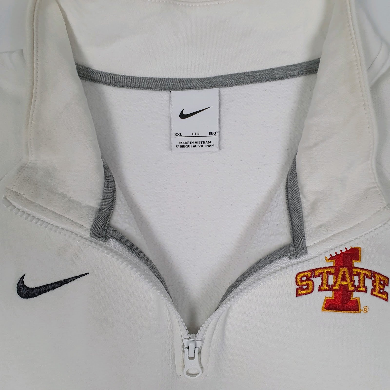 Mens White Nike Iowa State Quarter Zip Jumper
