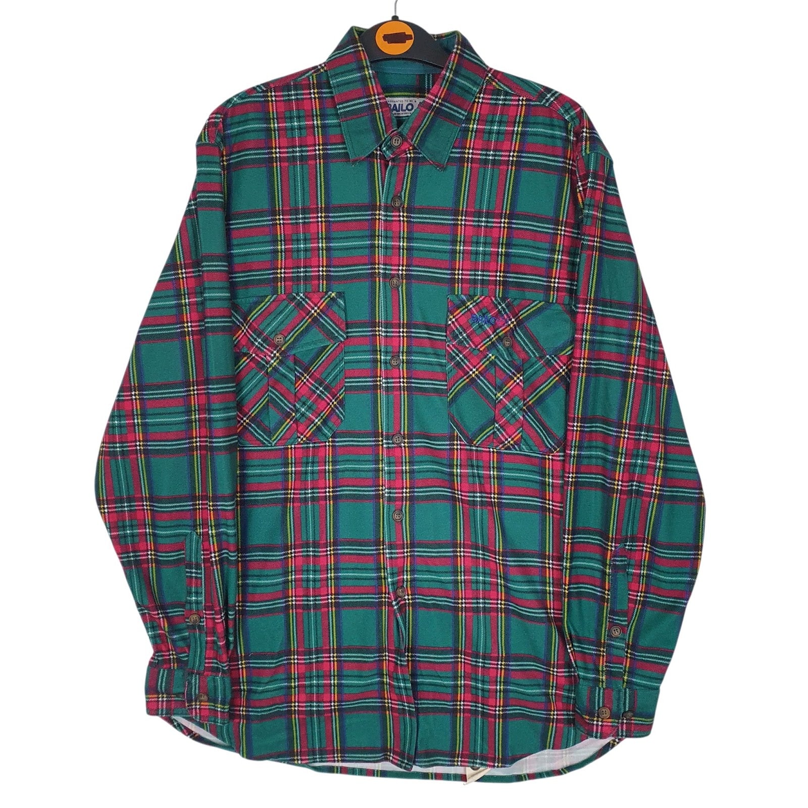 Mens Green Bailo Vintage 90s Flannel Long Sleeve Shirt