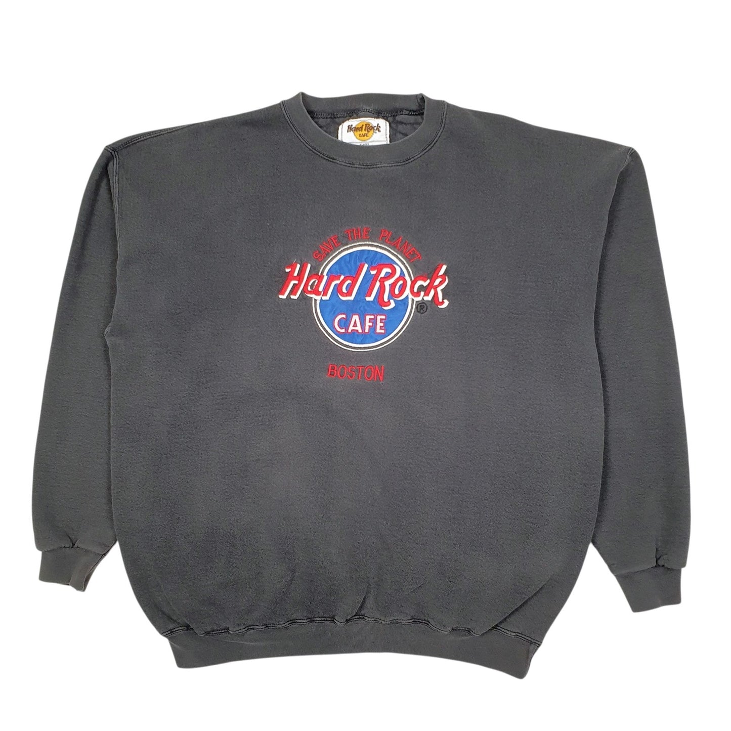 Mens Grey Hard Rock Cafe Vintage 90s Made In USA Crewneck Jumper