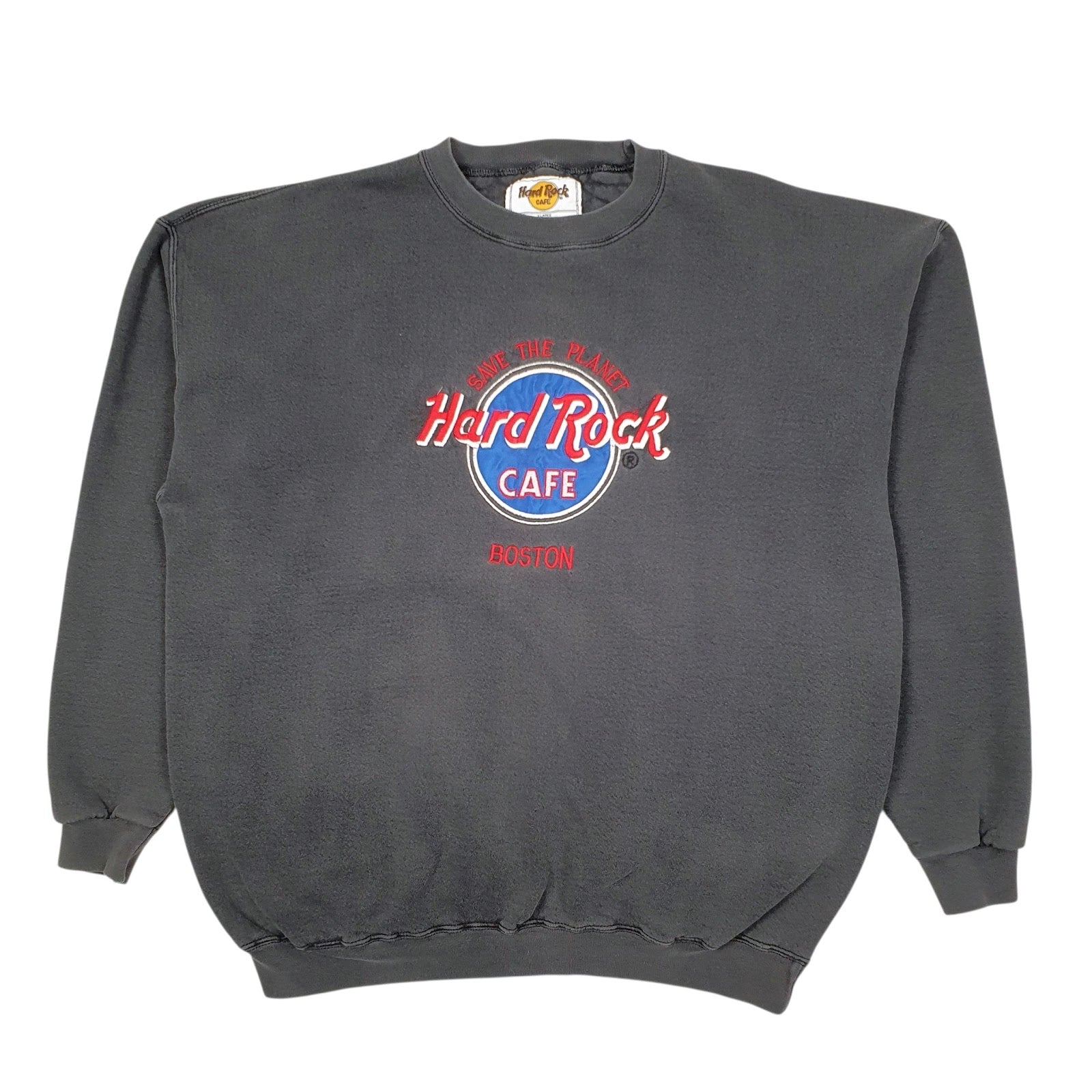 Mens Grey Hard Rock Cafe Vintage 90s Made In USA Crewneck Jumper