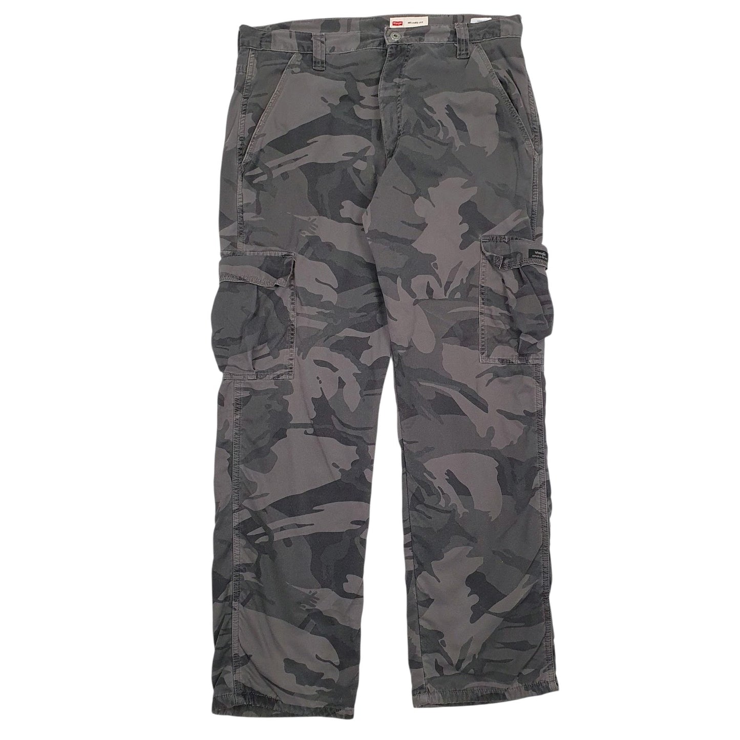 Mens Grey Wrangler G7FLCGL Camo Fleece Lined Cargo Trousers