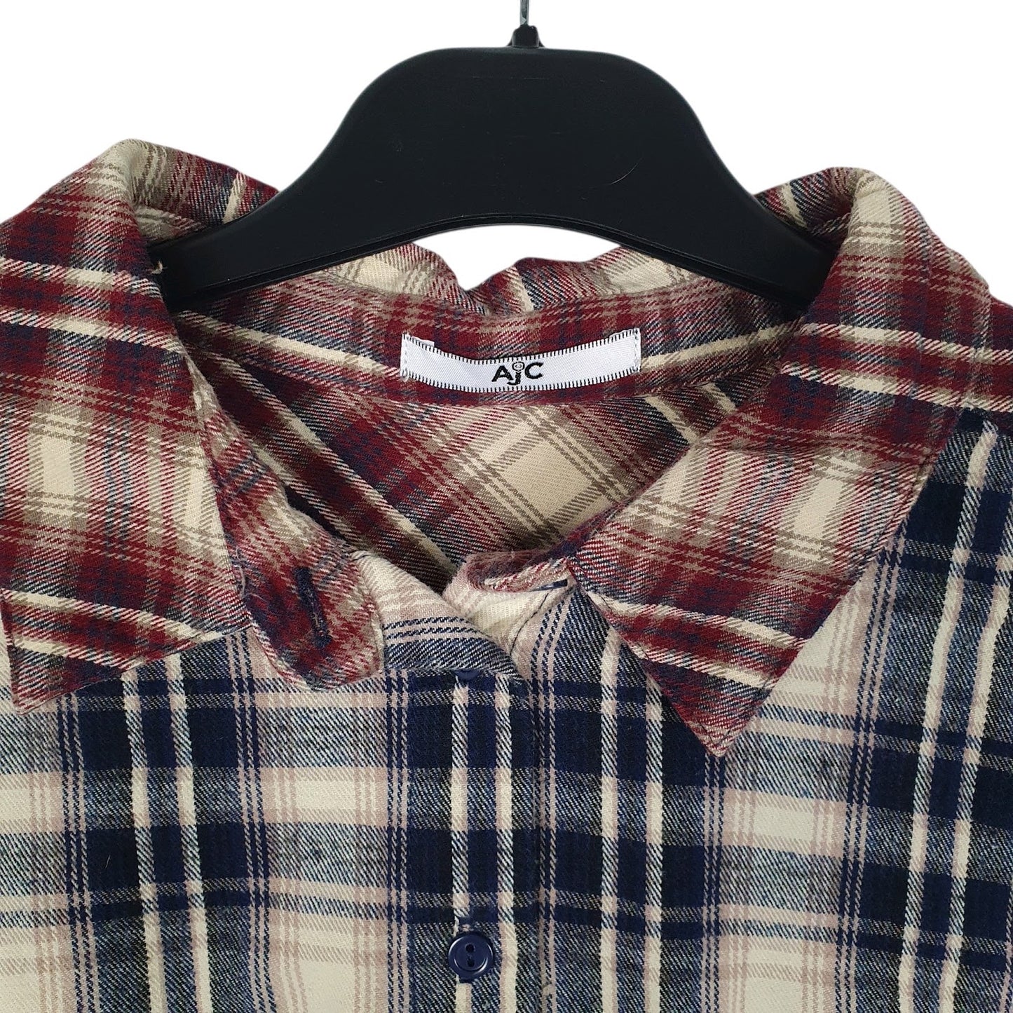 Womens Navy AJC Plaid Flannel  Shirt