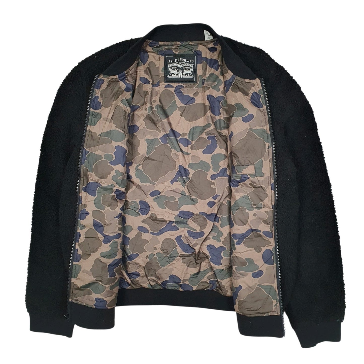 Mens Black Levis Fleece Sherpa  Coat