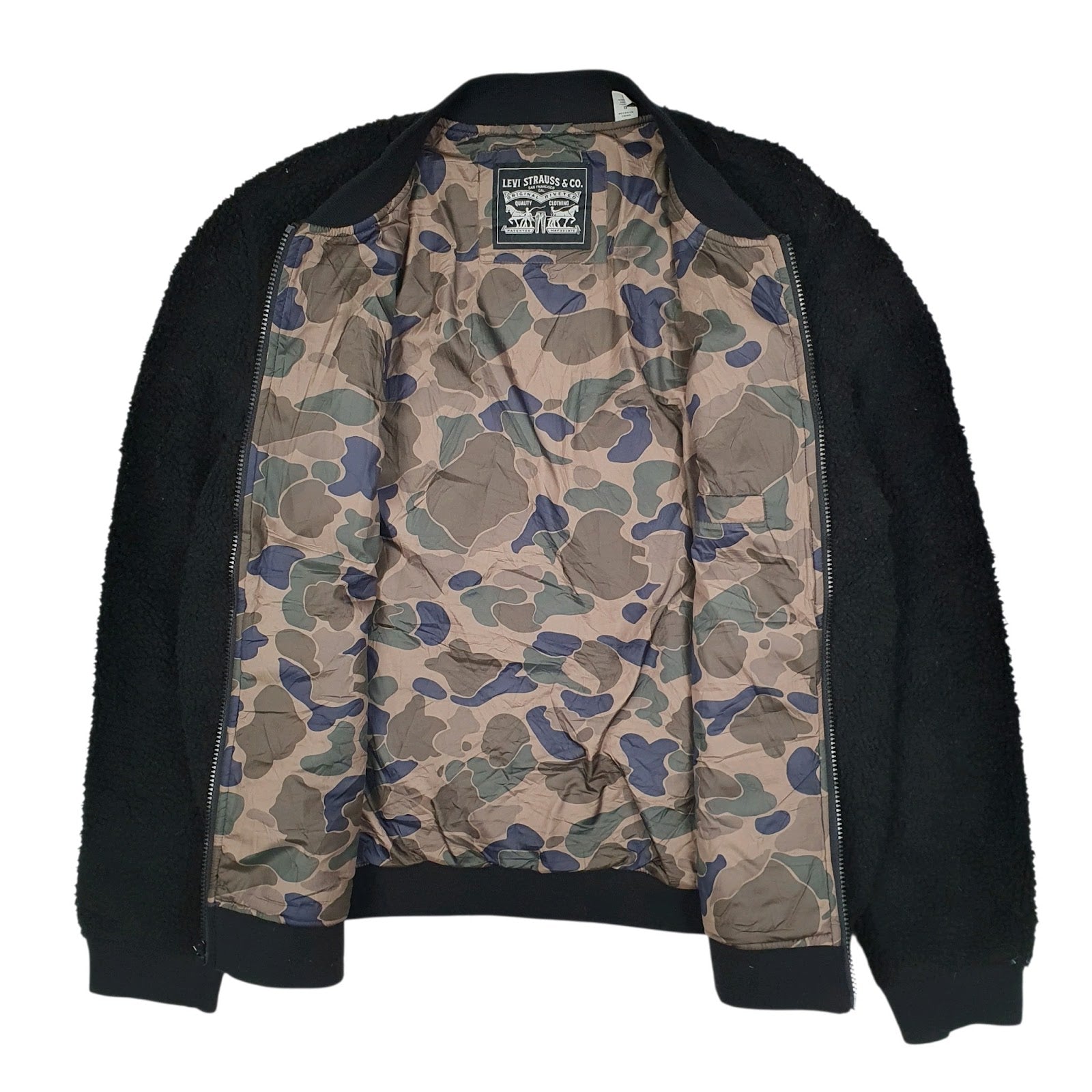 Mens Black Levis Fleece Sherpa  Coat