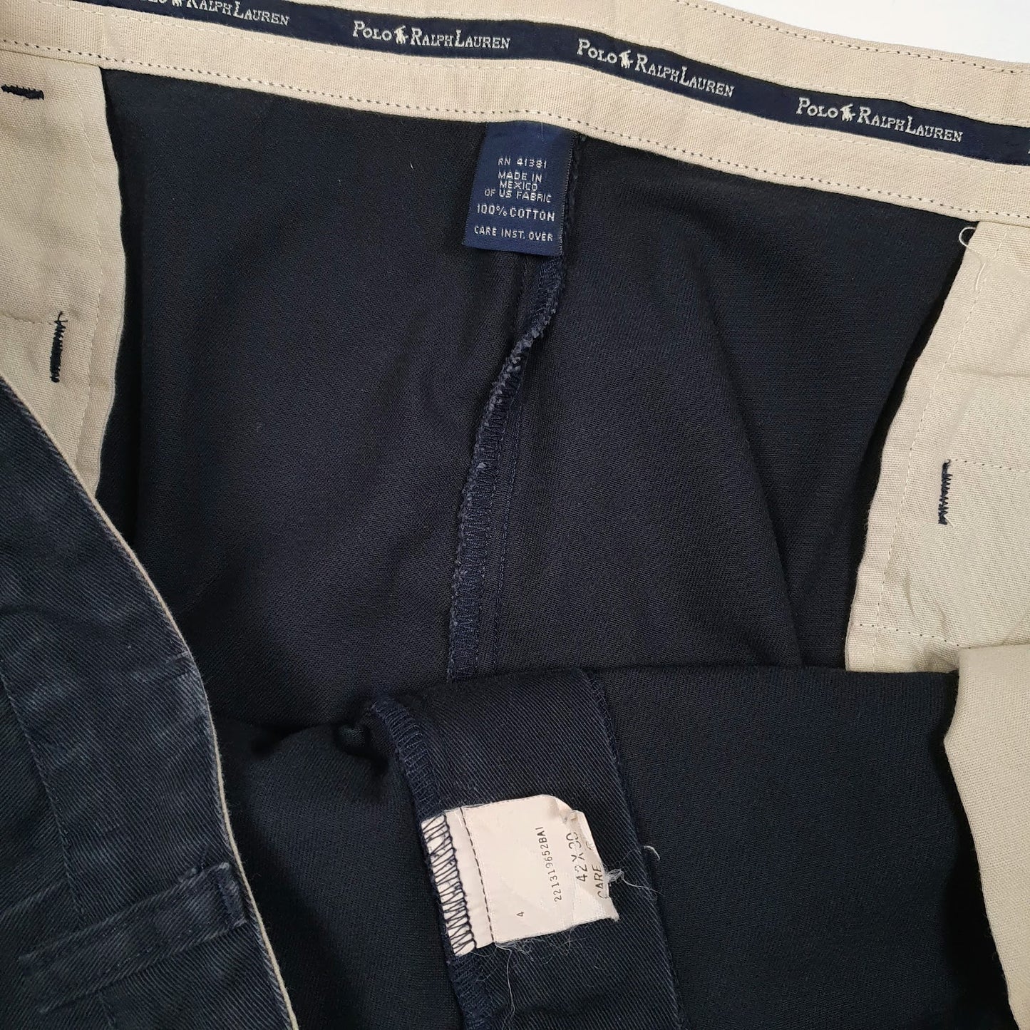 Mens Navy Polo Ralph Lauren Hammond Pand Pleated Vintage 90s  Trousers