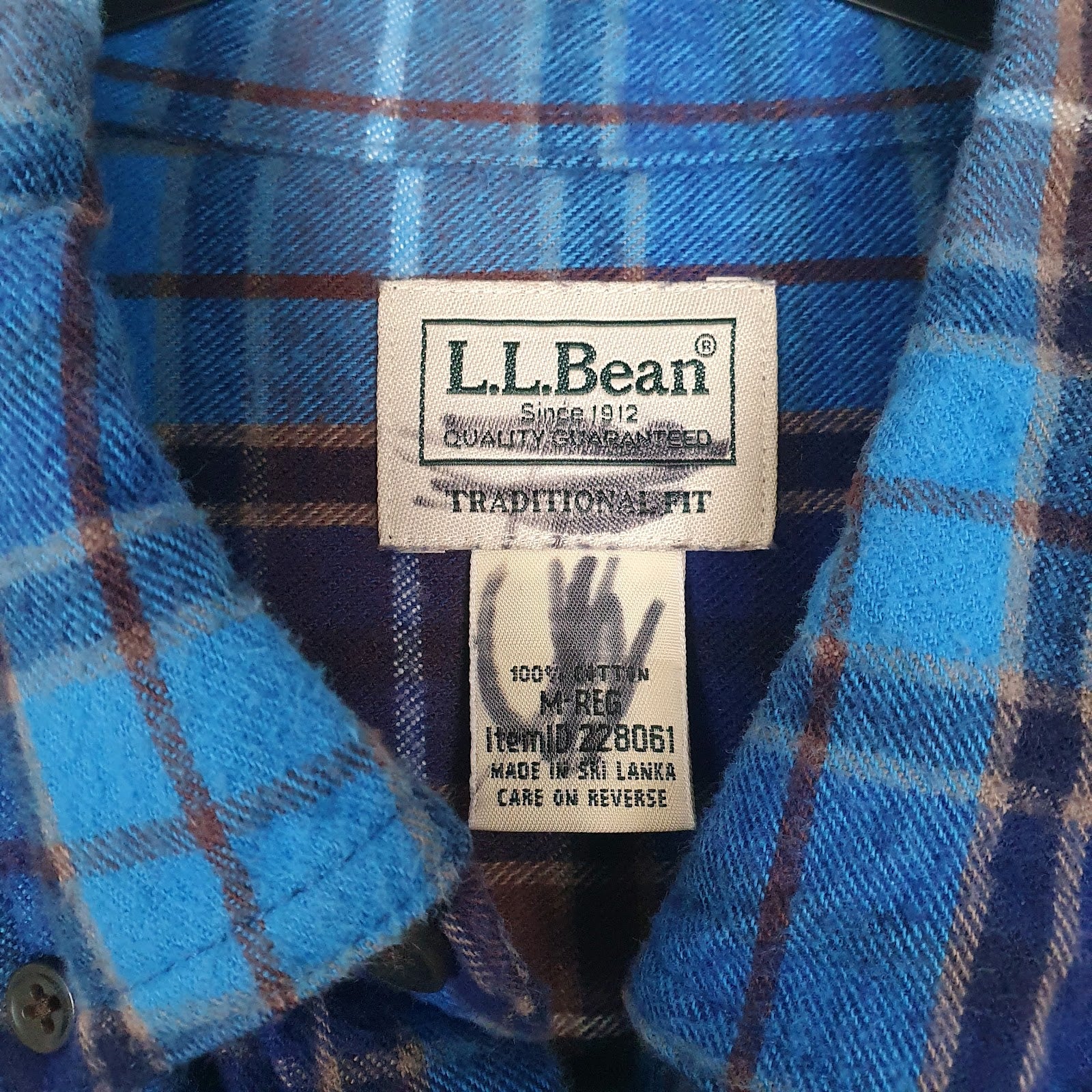 Mens Blue L.L.Bean Flannel  Shirt