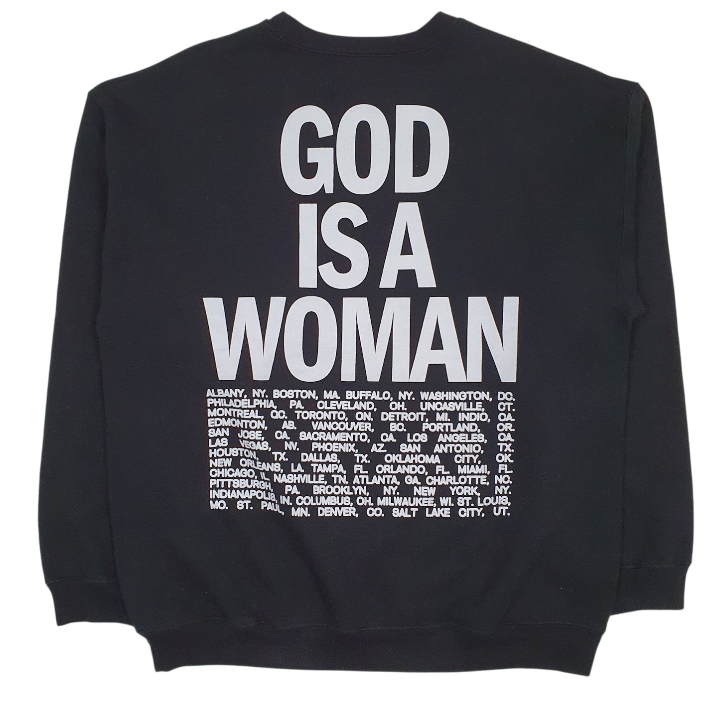 Mens Black Ariana Grande Sweetener World Tour God Is A Women Crewneck Jumper