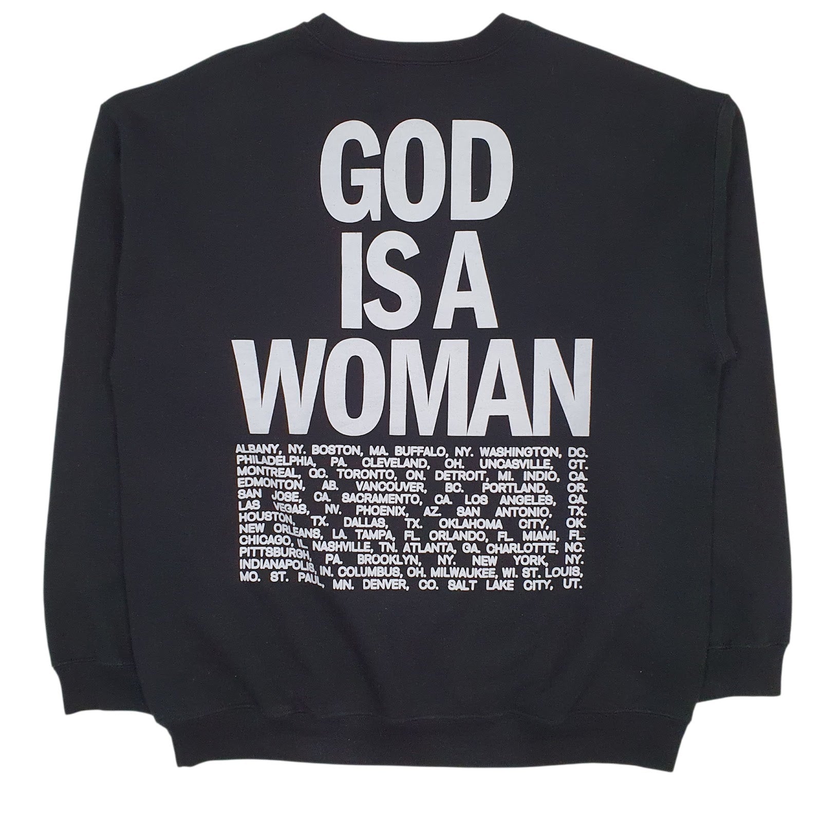 Mens Black Ariana Grande Sweetener World Tour God Is A Women Crewneck Jumper