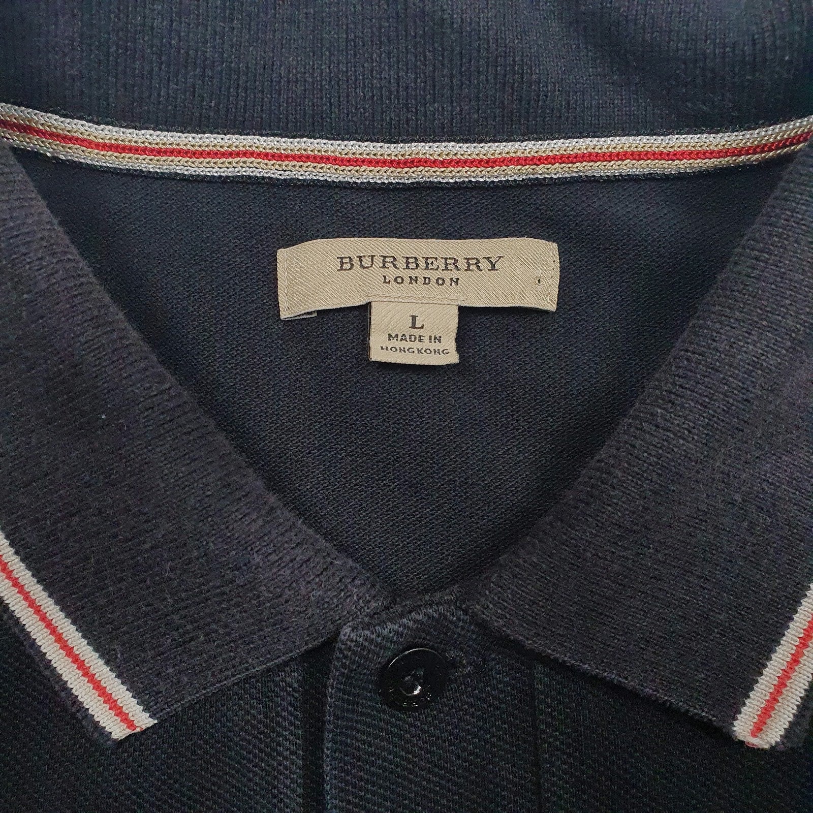Mens Black Burberry   Polo Shirt