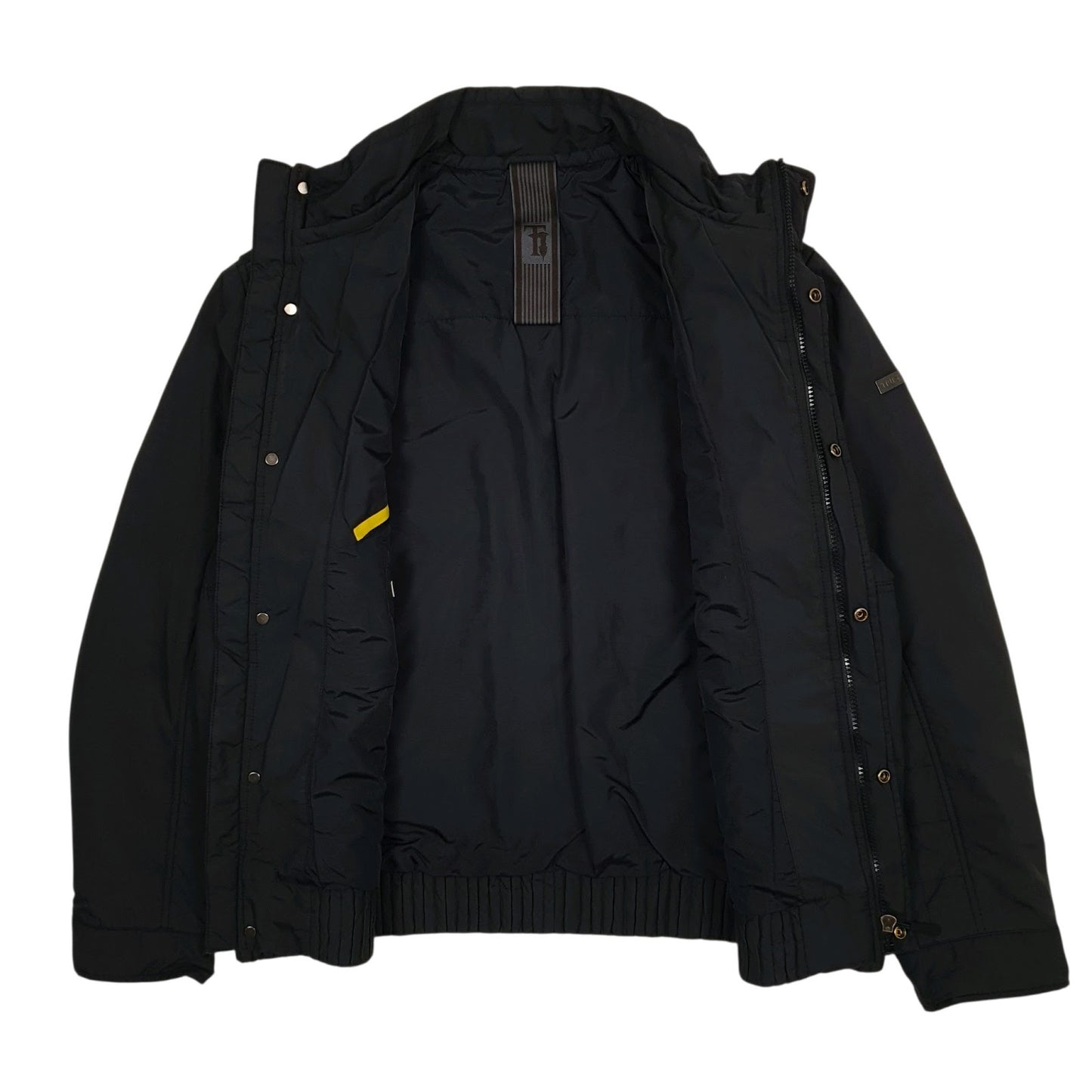 Mens Black Trussardi Quilted Padded Windbreaker  Coat