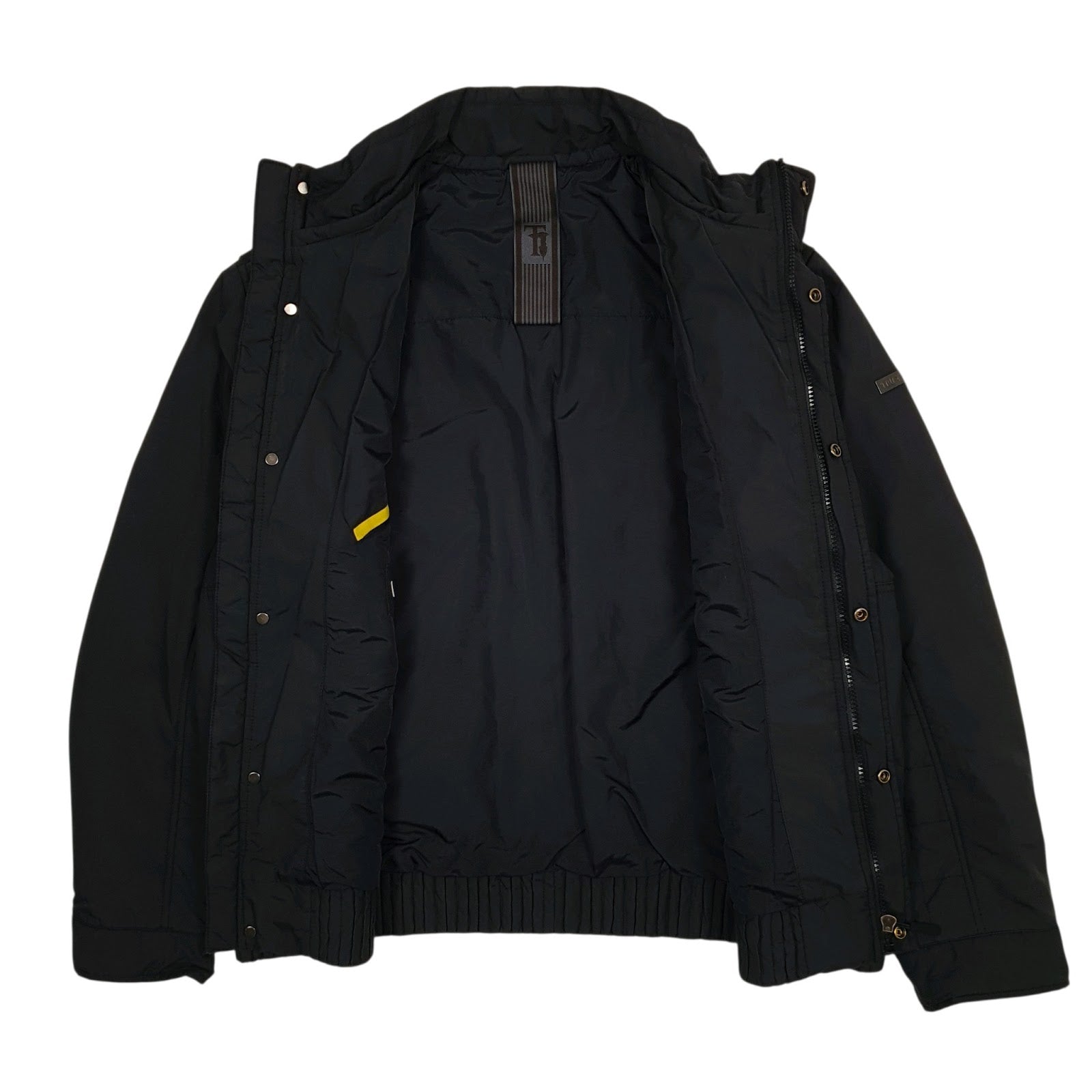 Mens Black Trussardi Quilted Padded Windbreaker  Coat