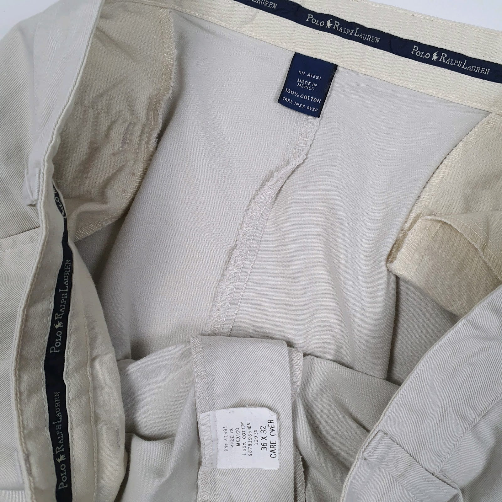 Mens Cream Polo Ralph Lauren Hammond Pant Pleated Vintage 90s  Trousers