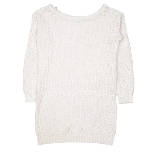 Womens Cream Misguided Longline Crewneck Jumper