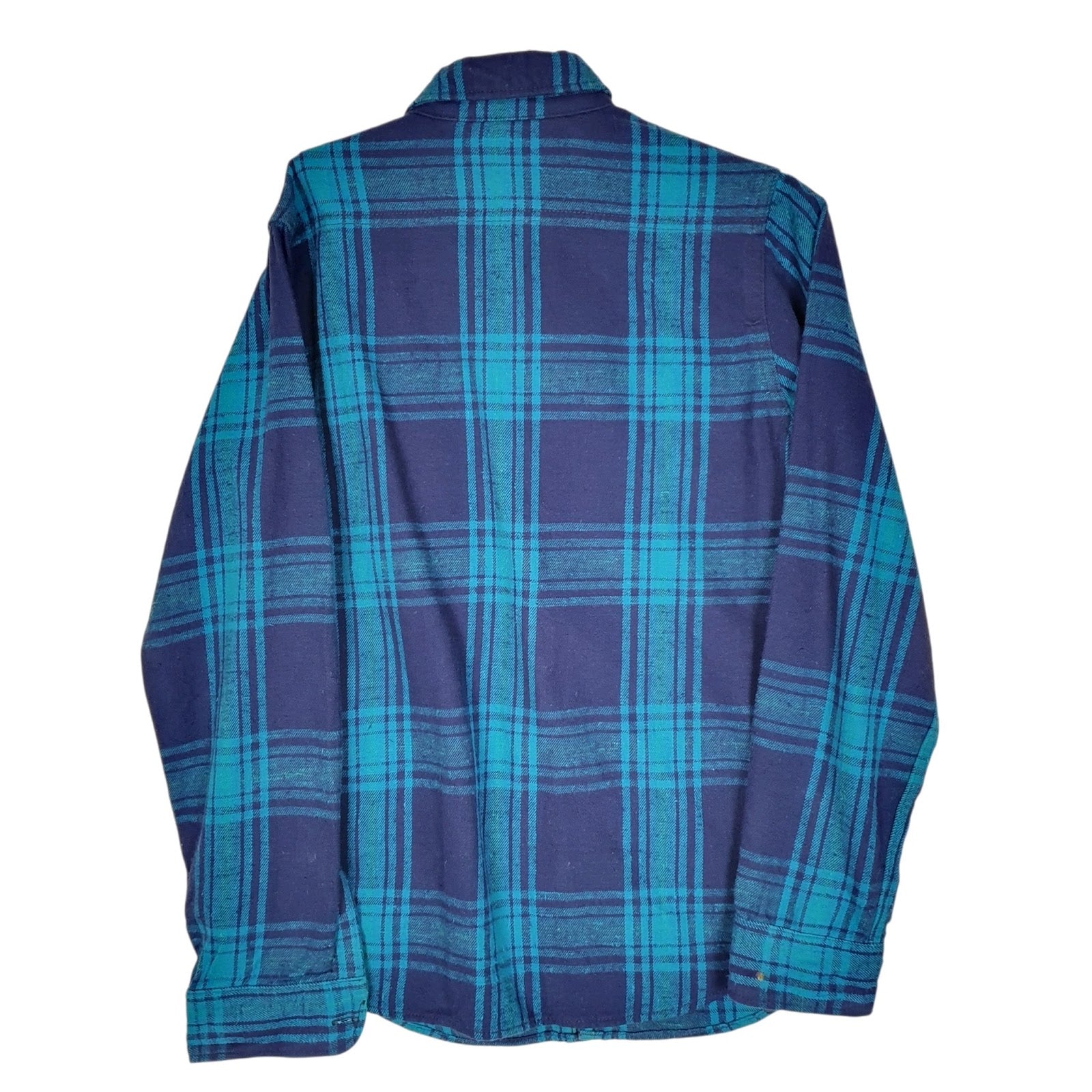 Mens Blue Denim Dungaree Plaid Flannel Uniform  Shirt