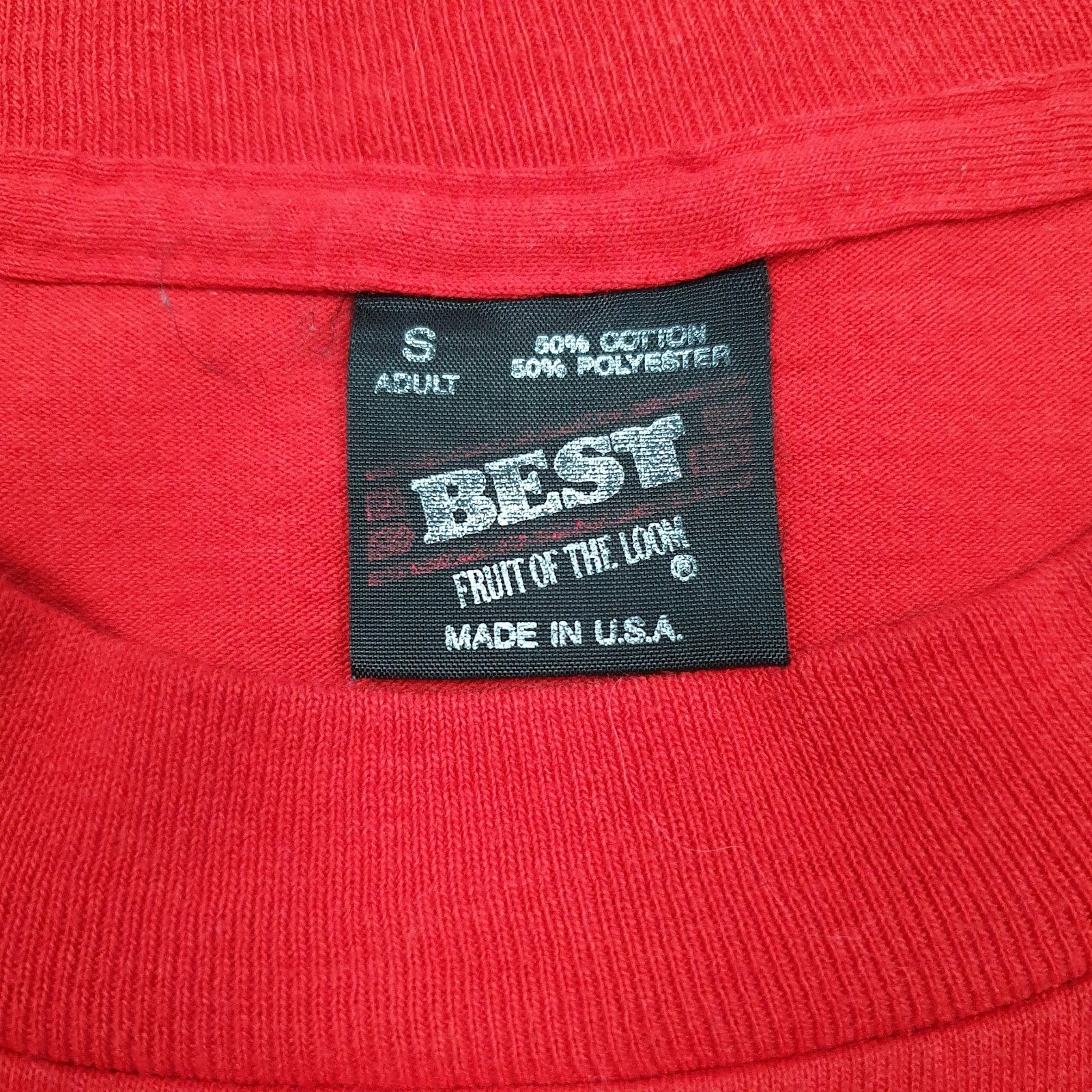 Womens Red Fruit Of The Loom YMCA Vintage 90s Made In USA Full Zip T Shirt