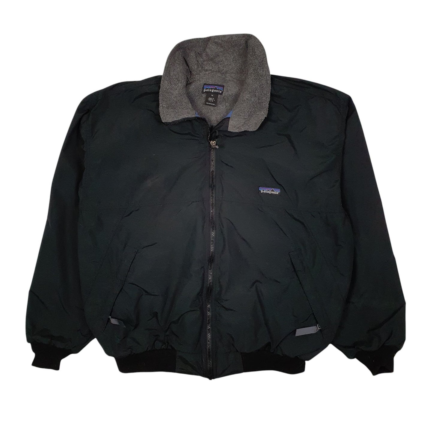 Mens Black Patagonia Shelled Synchilla Fleece Vintage 90s Crewneck Coat