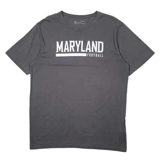 Mens Grey Under Armour Maryland Football Short Sleeve T Shirt