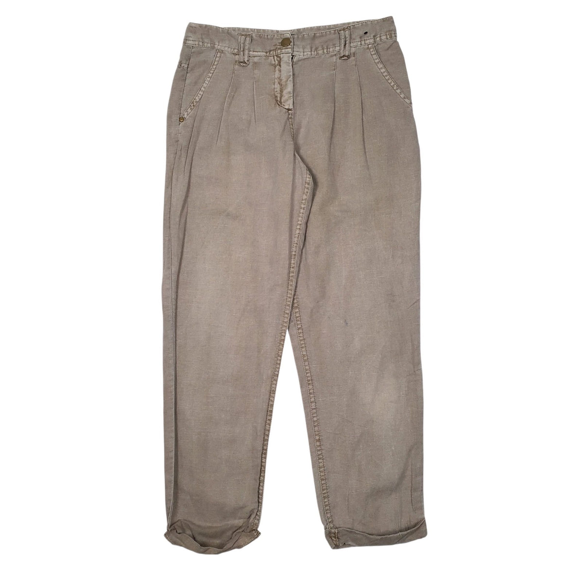 Womens Beige Atmosphere Pleated Chino Trousers