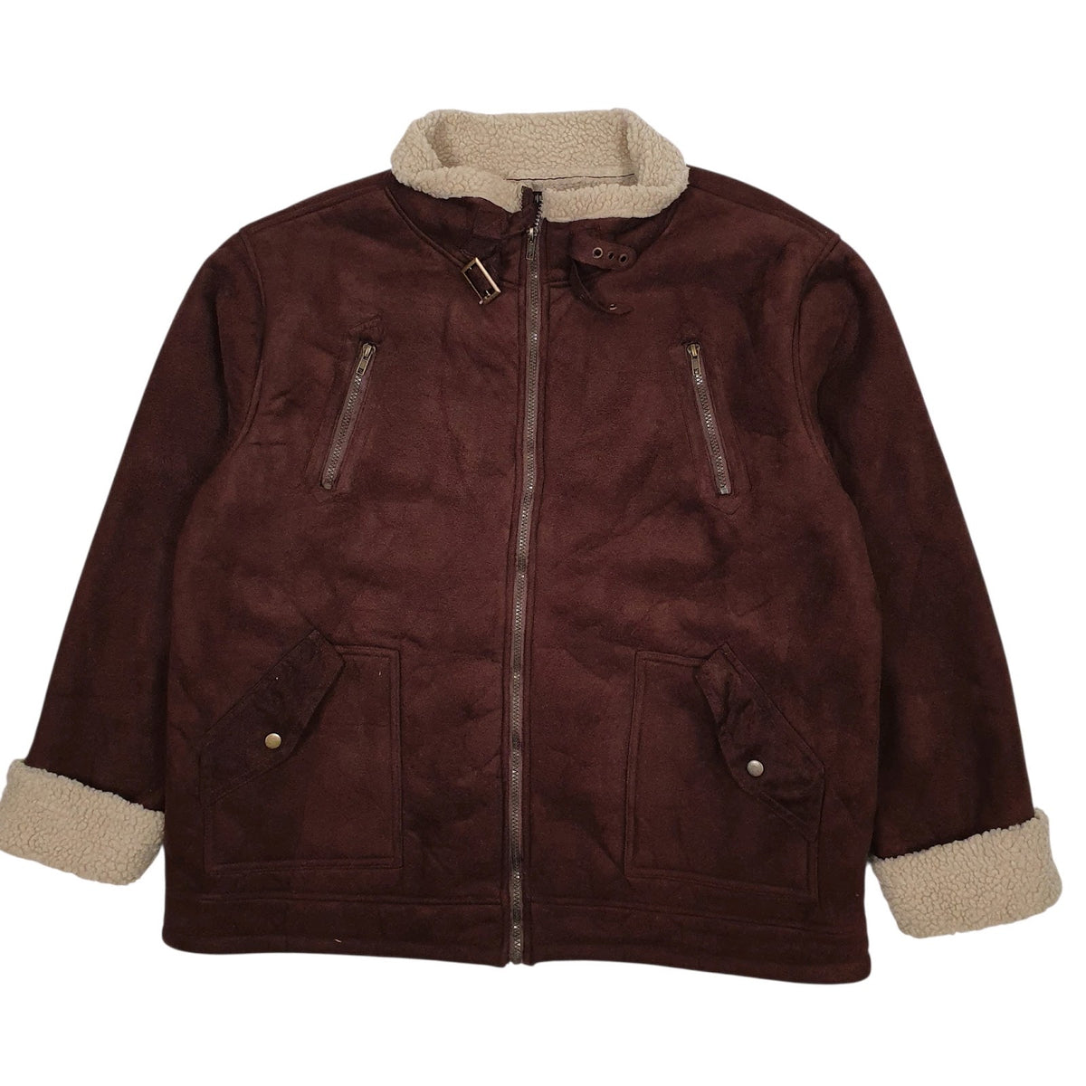 Mens Brown Atlas For Men Faux Shearling Flight Sherpa  Coat