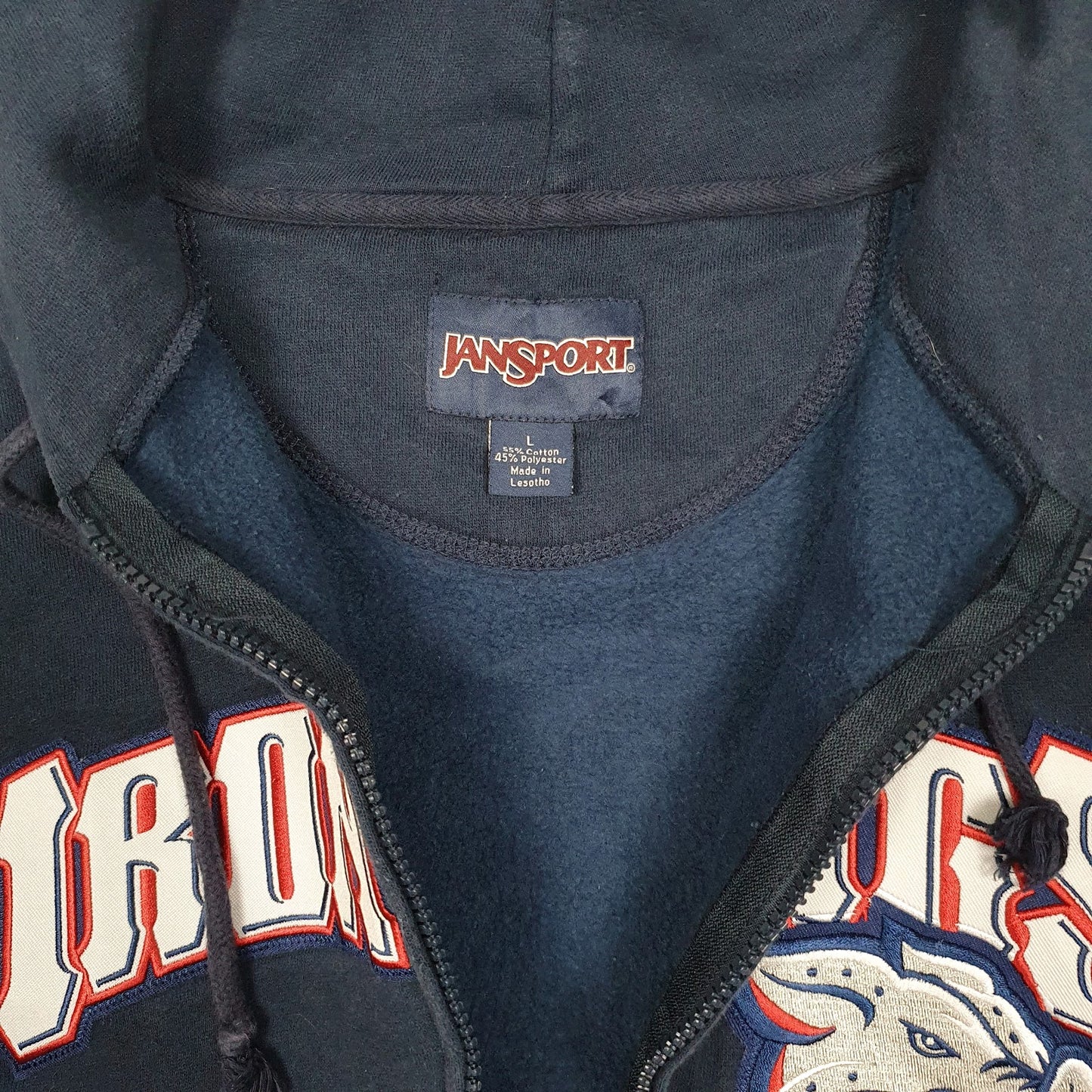 Mens Navy Jansport Hoodie Iron Pigs Full Zip Jumper