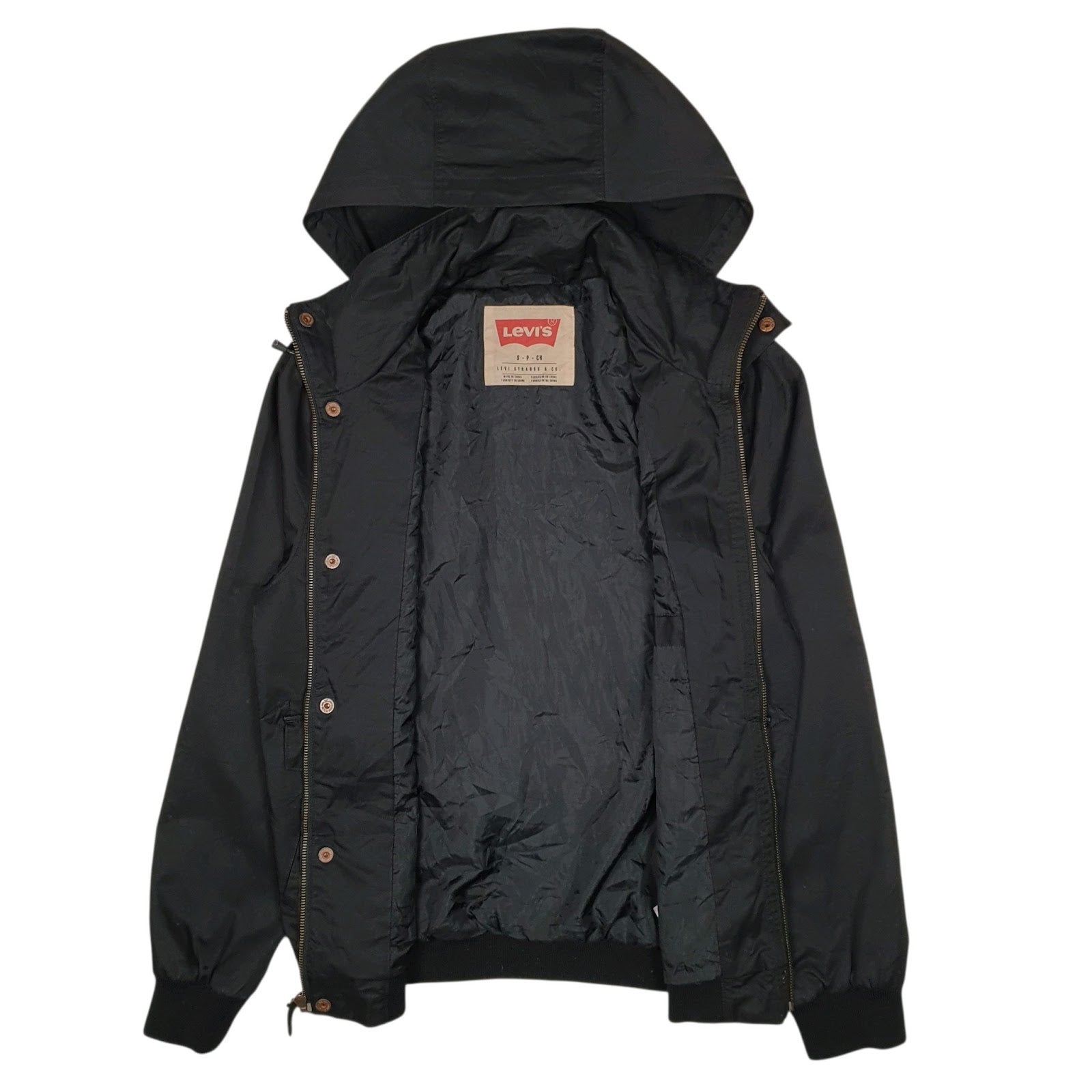 Mens Black Levis Windbreaker  Coat