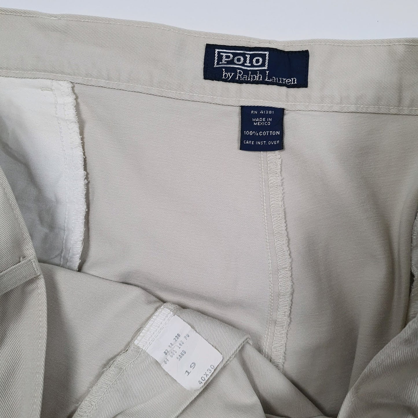 Mens Cream Polo Ralph Lauren Double Pleated Vintage 1990s  Trousers