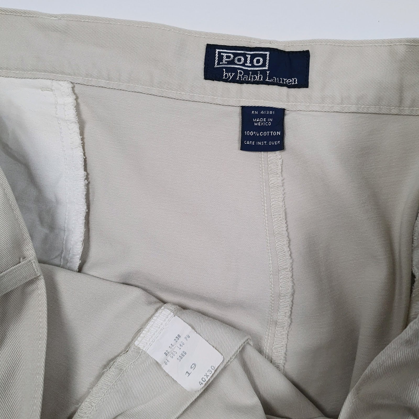 Mens Cream Polo Ralph Lauren Double Pleated Vintage 1990s  Trousers