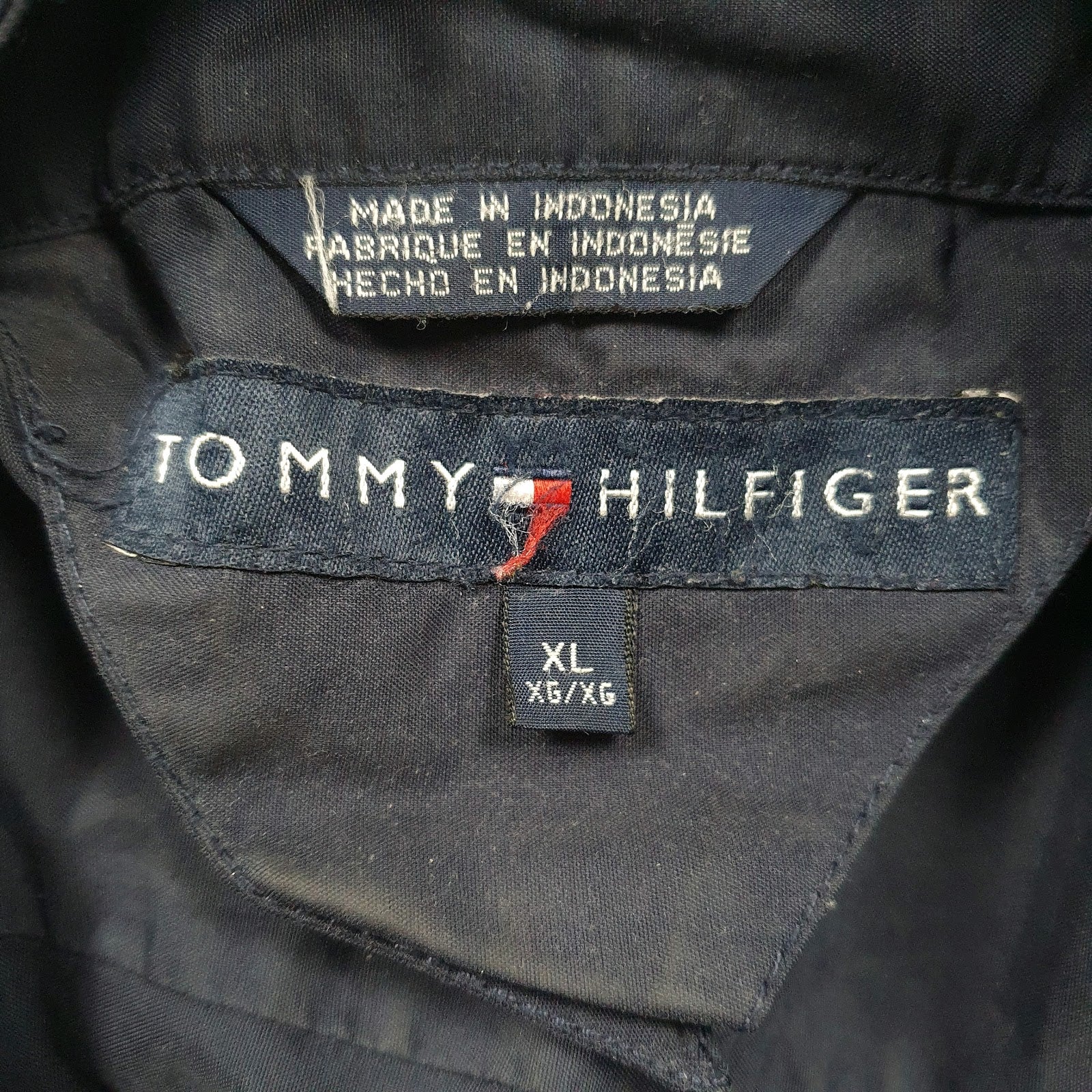 Mens Navy Tommy Hilfiger Vintage 00s Padded Reversable Fleece Crewneck Coat