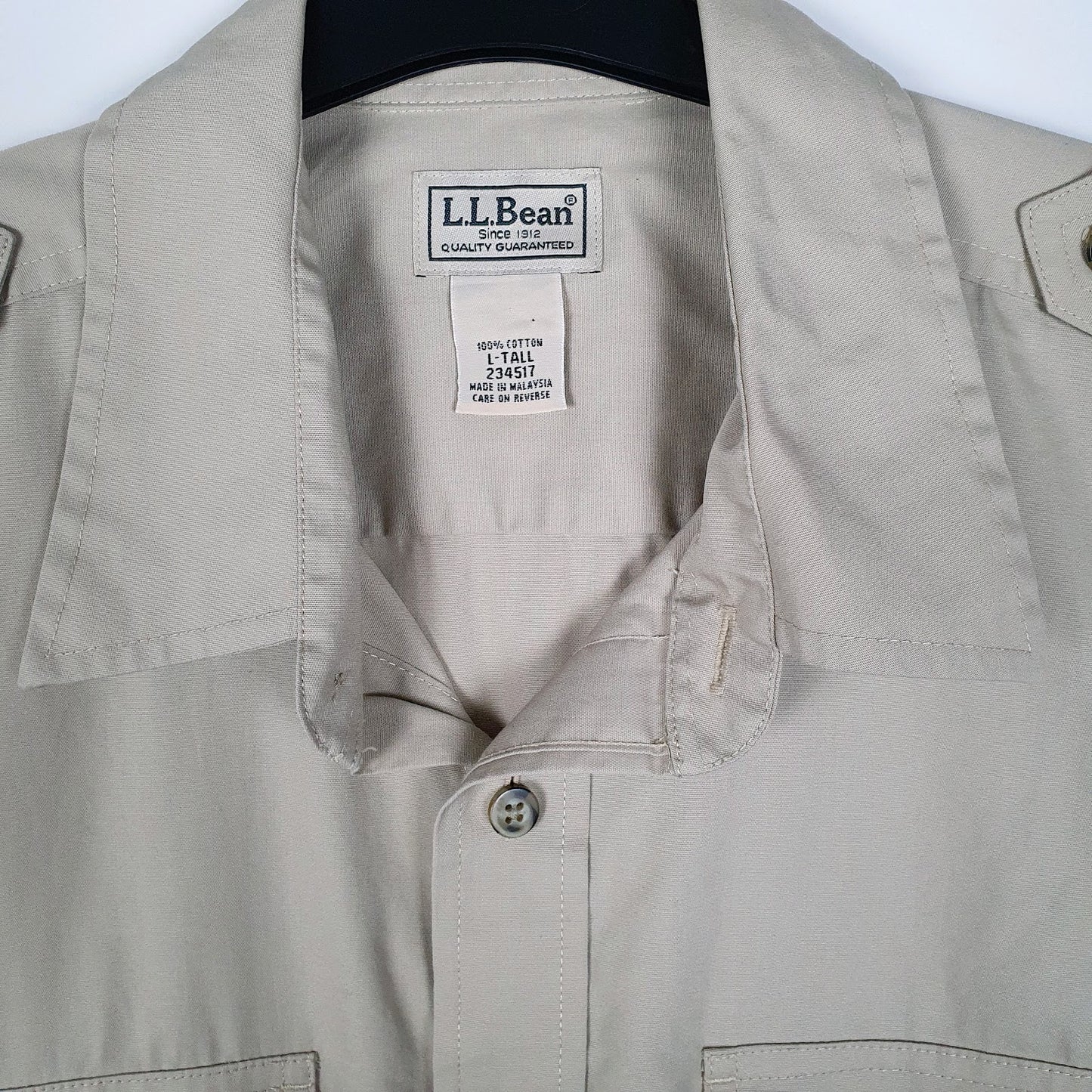 Mens Beige L.L.Bean Military  Shirt