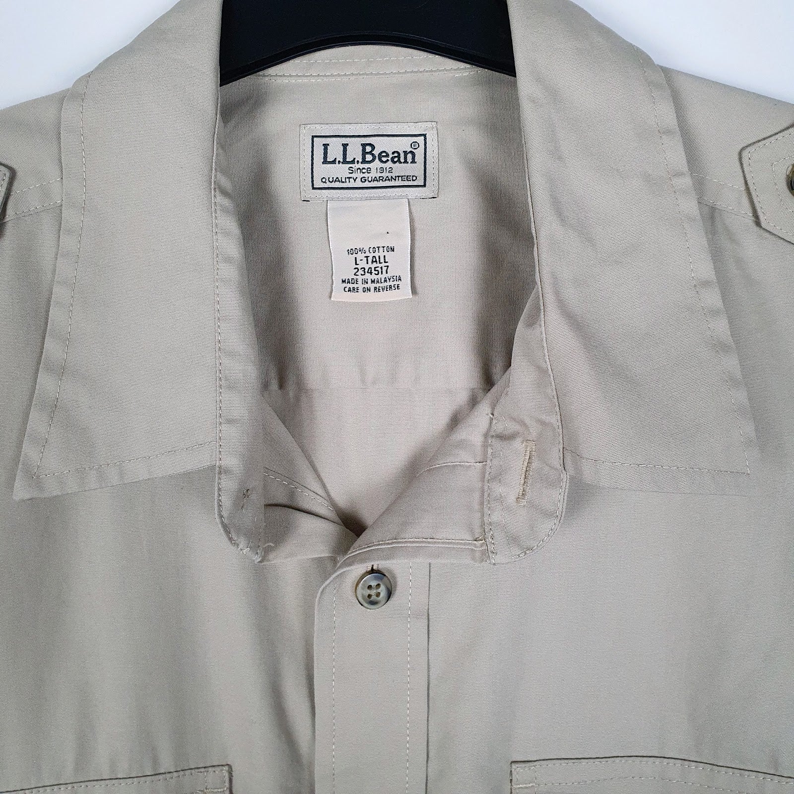 Mens Beige L.L.Bean Military  Shirt