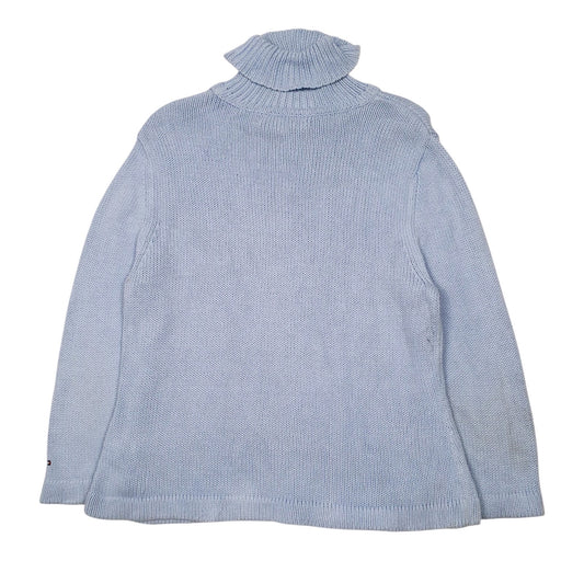 Womens Blue Tommy Hilfiger Knit Turtle Neck Jumper