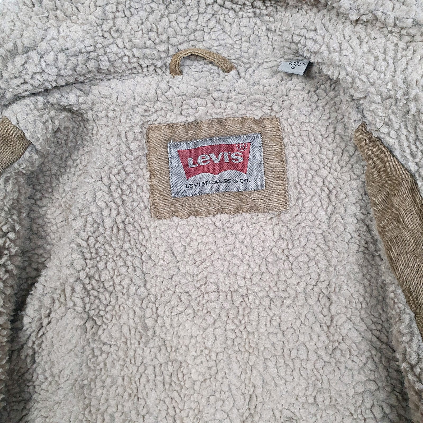 Mens Brown Levis Military Bomber Sherpa Lined Windbreaker  Coat