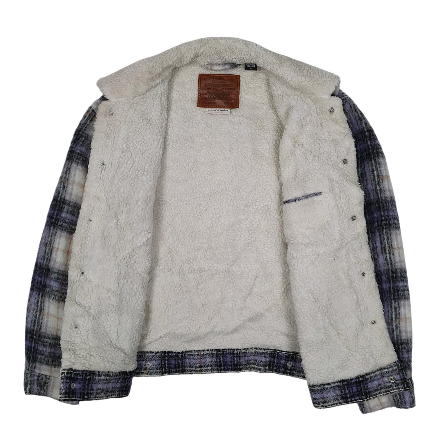 Mens Grey Levis Premium Type 3 Trucker Sherpa  Coat