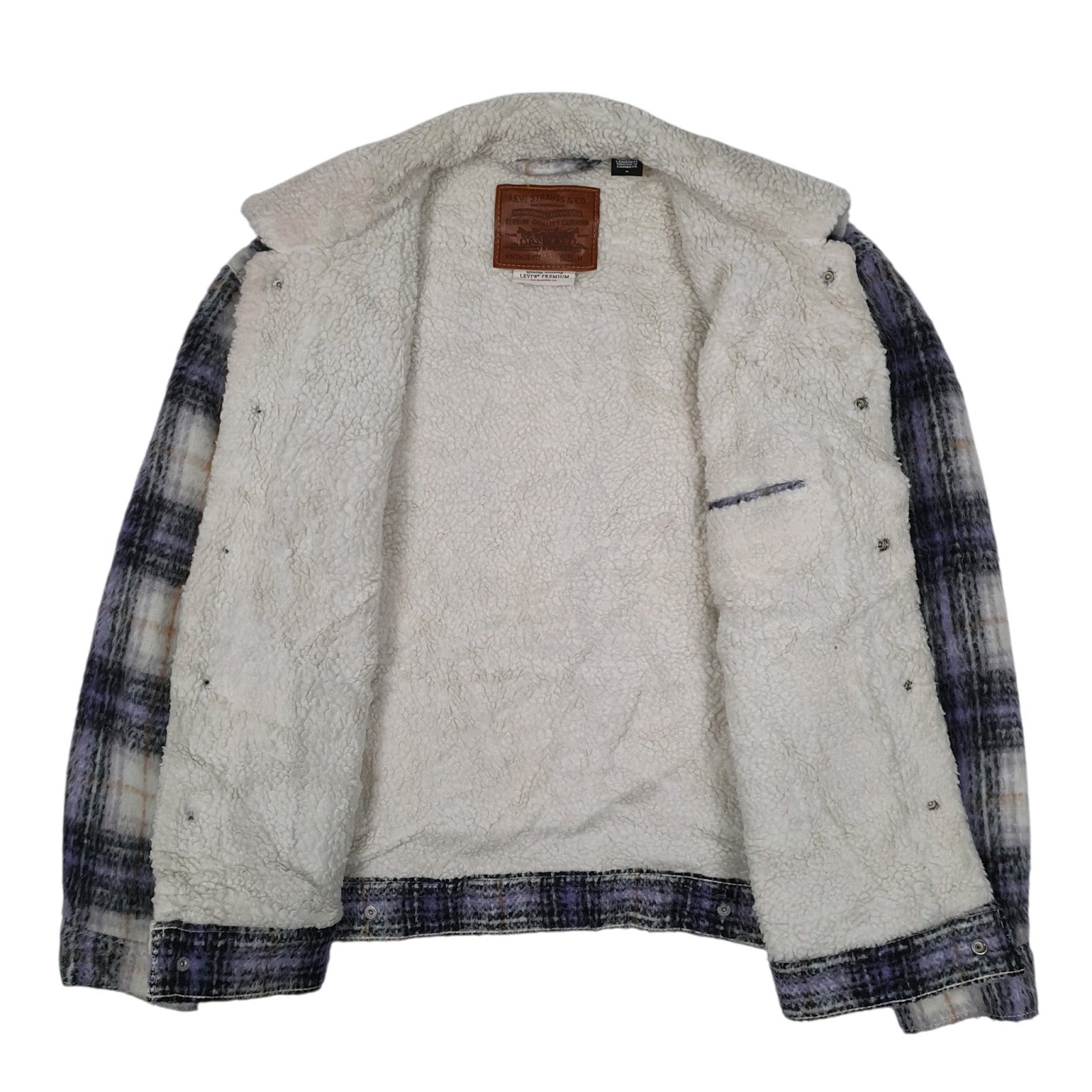Mens Grey Levis Premium Type 3 Trucker Sherpa  Coat