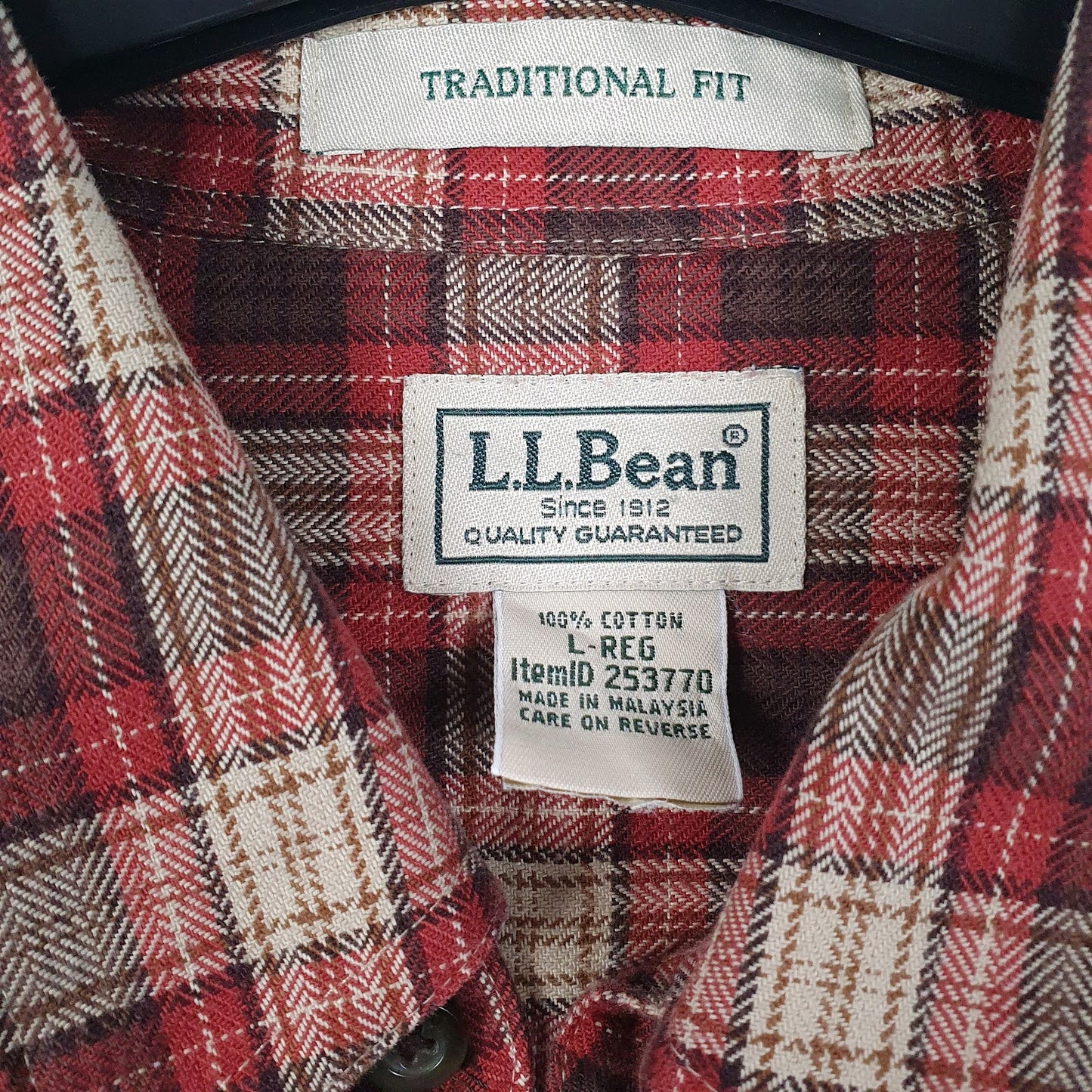 Mens Red L.L.Bean Flannel  Shirt