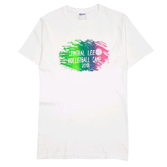Mens White Jerzees Central Lee Volleyball Camp Short Sleeve T Shirt