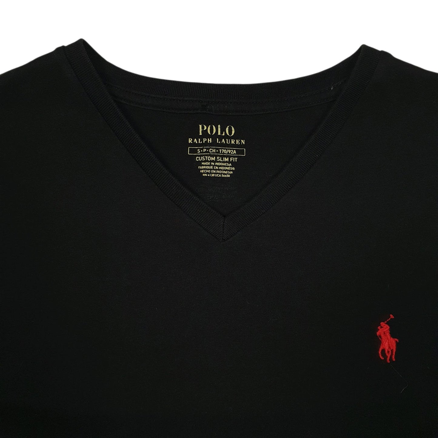 Mens Black Polo Ralph Lauren Custom Slim Fit V Neck  T Shirt