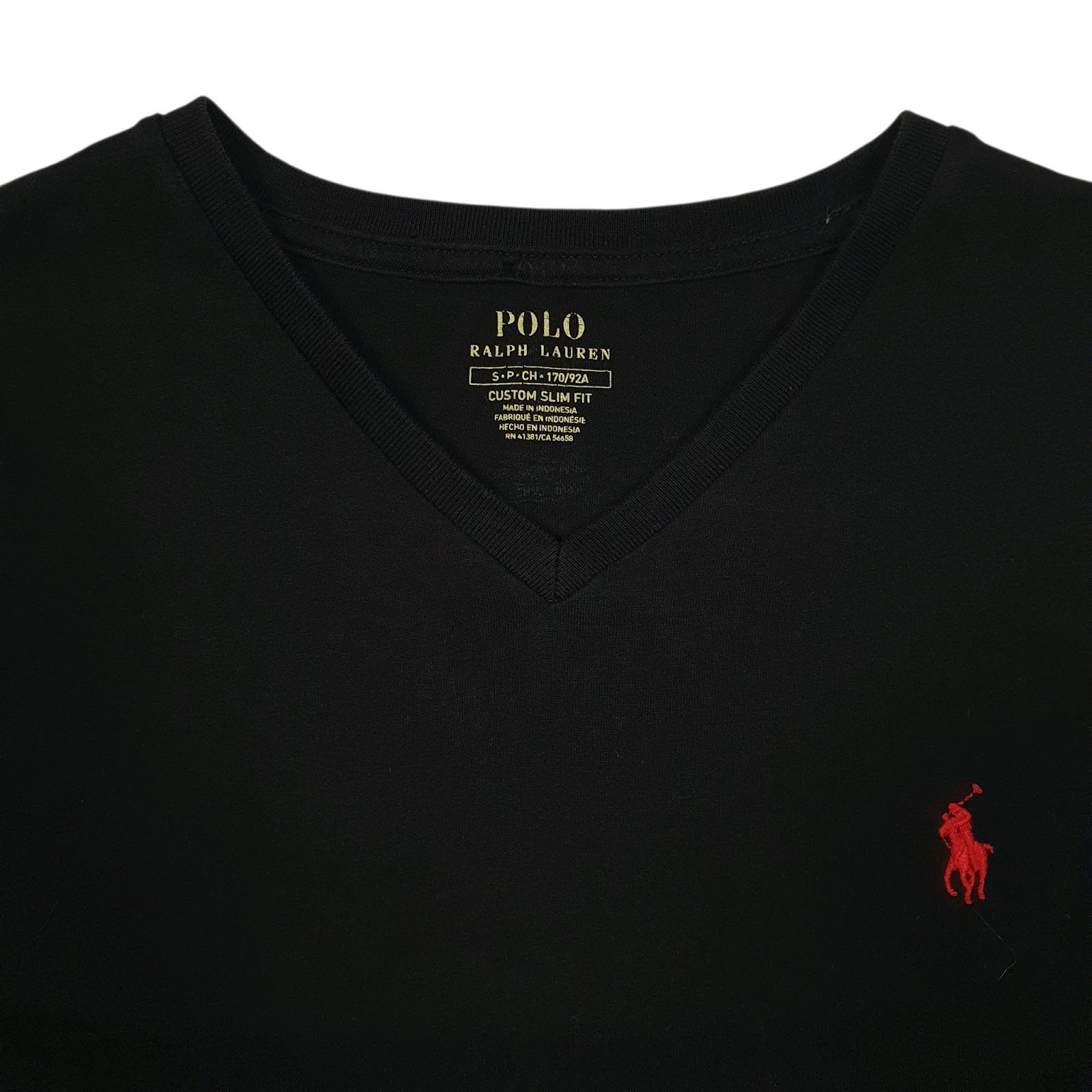 Mens Black Polo Ralph Lauren Custom Slim Fit V Neck  T Shirt