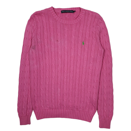 Womens Pink Ralph Lauren Sport Cable Knit Crewneck Jumper