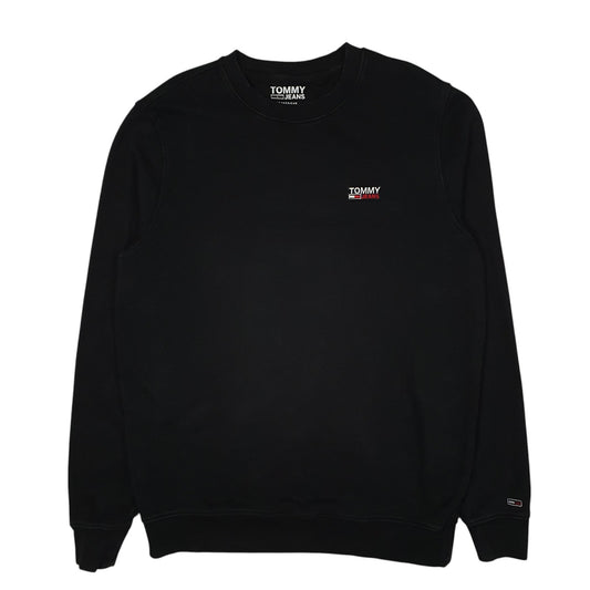 Mens Black Tommy Hilfiger Tommy Jeans Crewneck Jumper