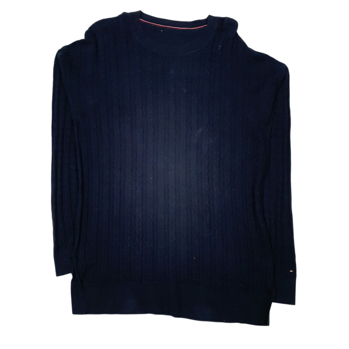 Mens Navy Tommy Hilfiger Cable Knit Crewneck Jumper