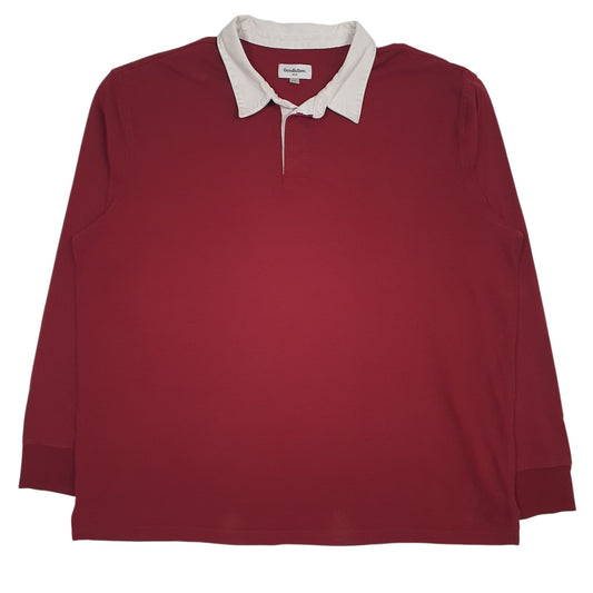 Mens Red Good Fellow Rugby Long Sleeve Polo Shirt