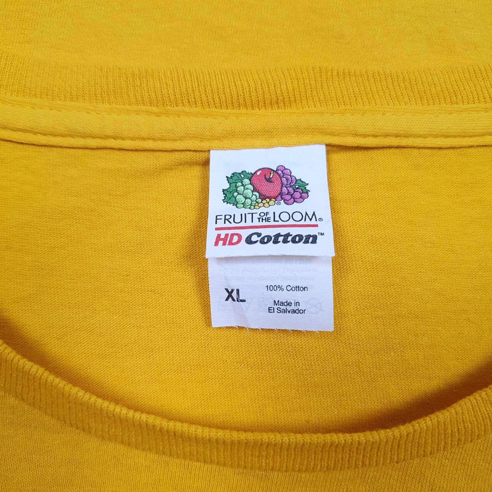 Mens Yellow Fruit Of The Loom   T Shirt