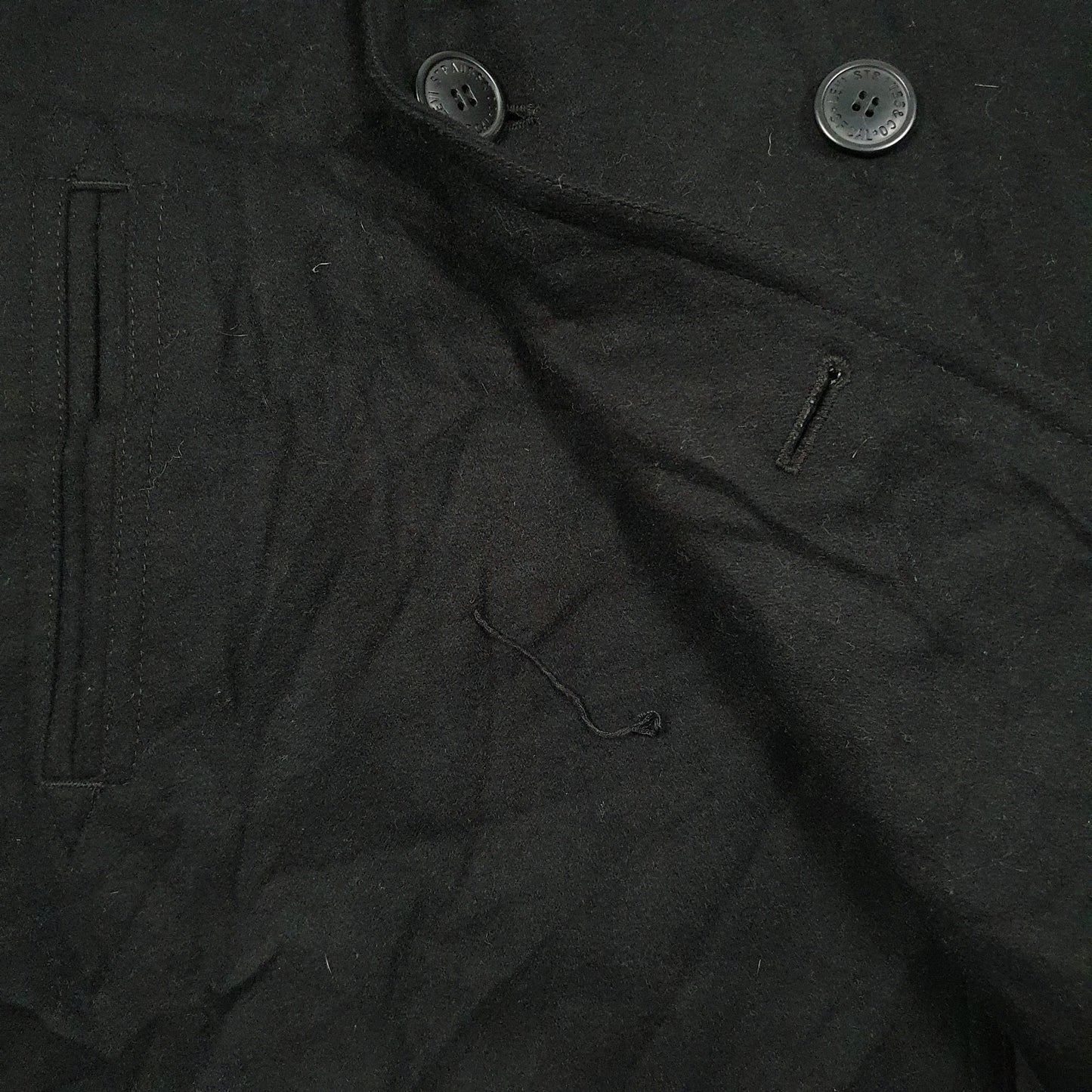 Mens Black Levis Double Breasted Duffle  Coat