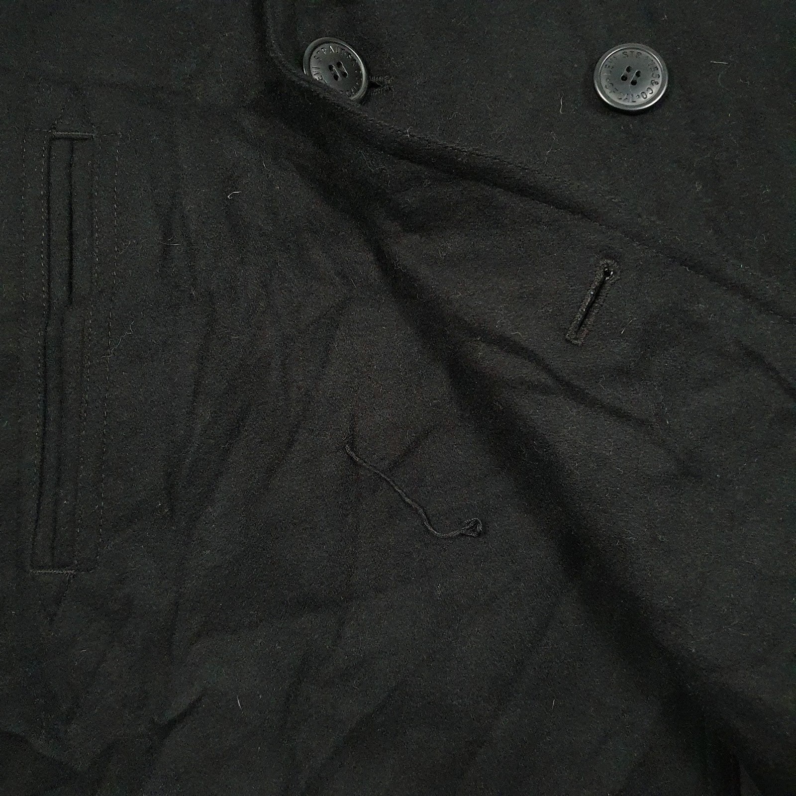 Mens Black Levis Double Breasted Duffle  Coat